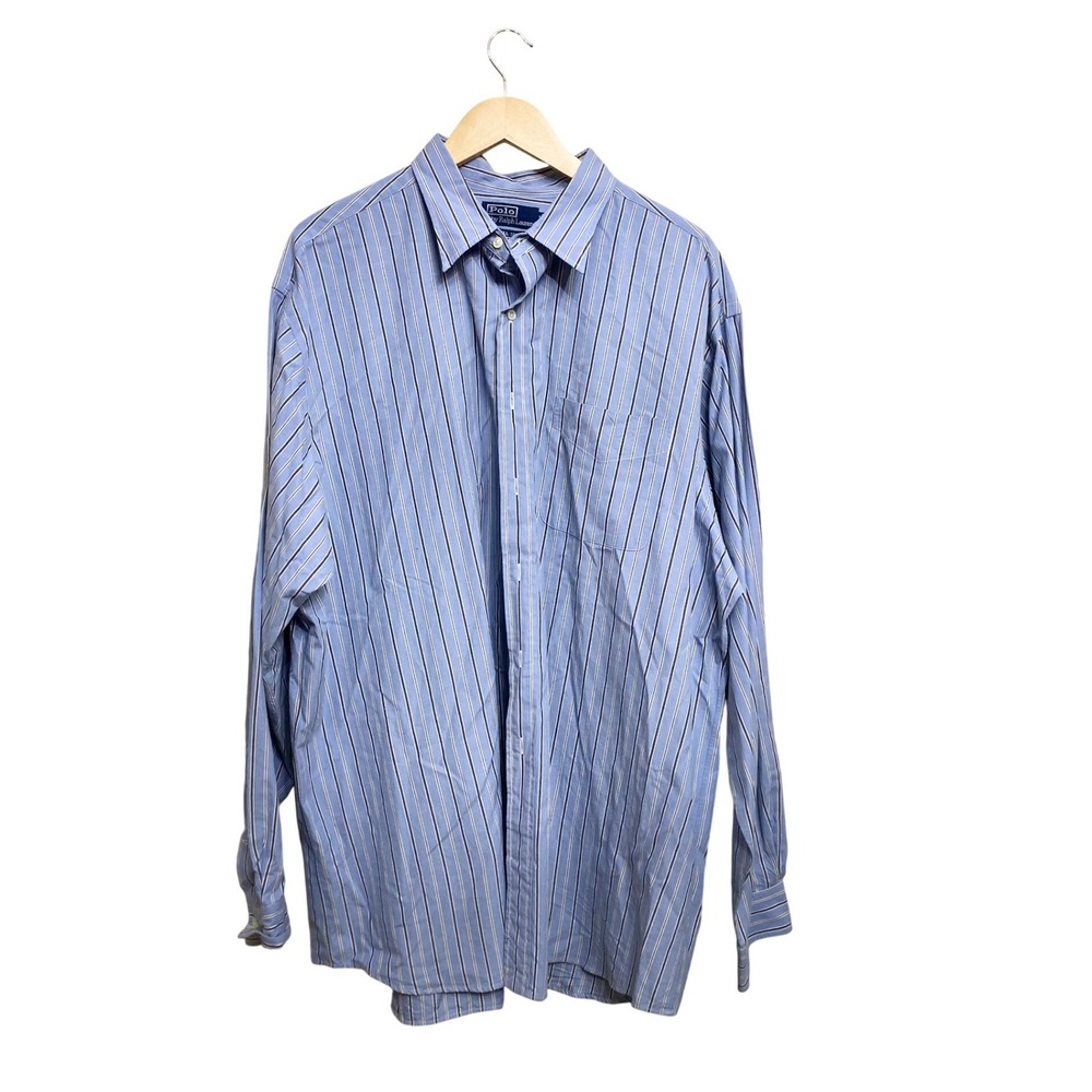Polo Ralph Lauren Lowell Sport Mens XXL Blue Striped Button Down Cotton Shirt